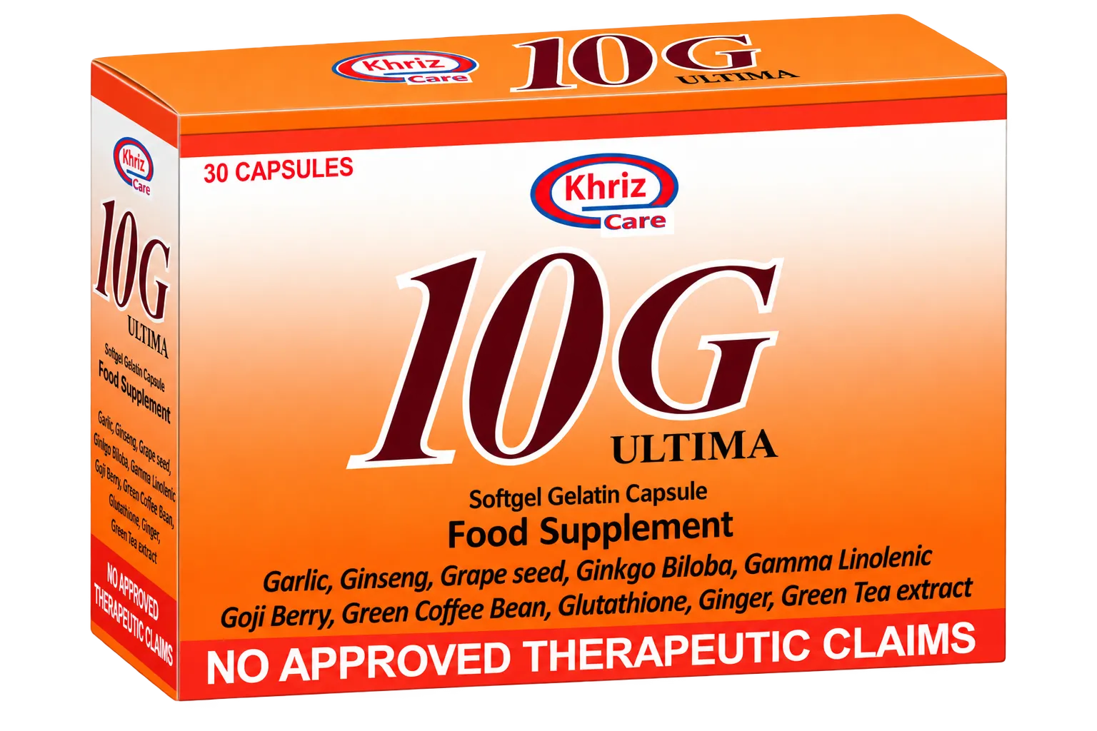 Khriz Care 10G Ultima carton, softgel gelatin capsule food supplement
