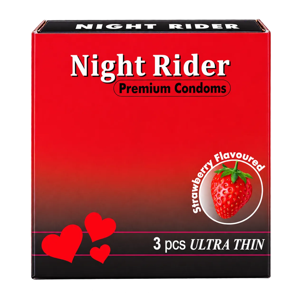 Night Rider Ultra Thin strawberry flavoured condom, box of 3