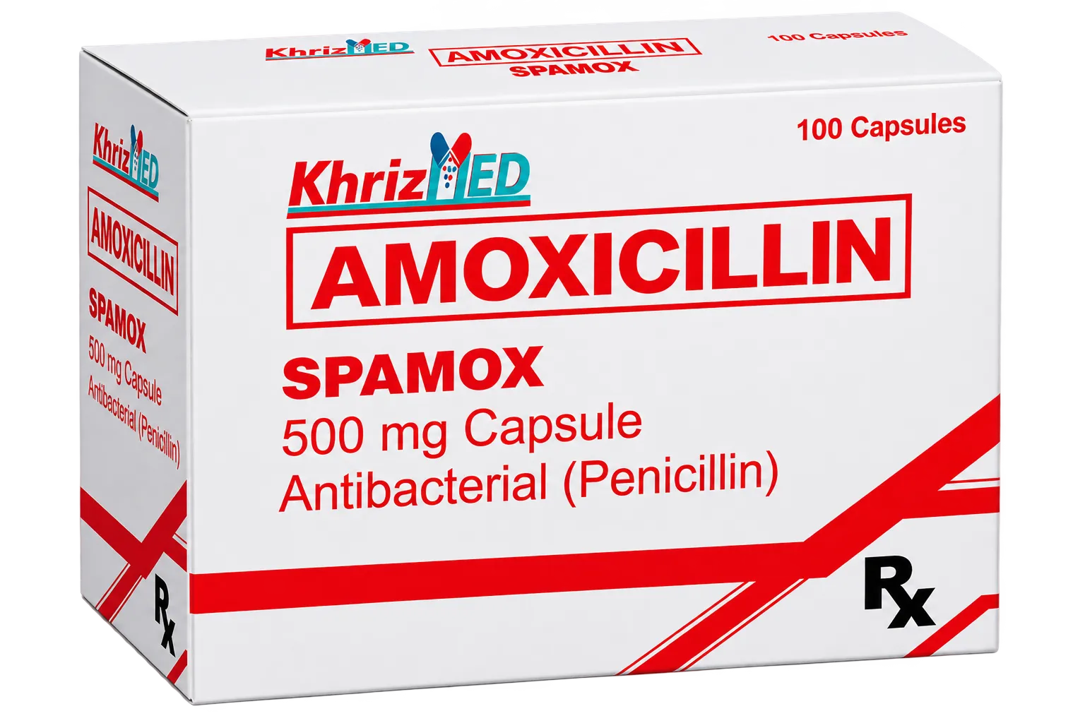 Spamox carton, Amoxicillin 500 mg capsule